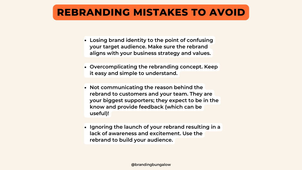 list of rebranding mistakes to avoid