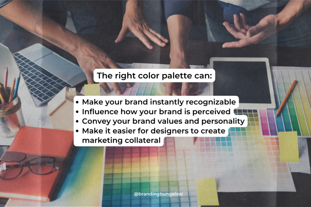 A group of people selecting a color palette for a brand identity.