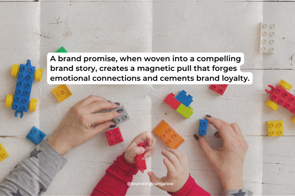 Lego products with consistency in branding for storytelling and creativity.