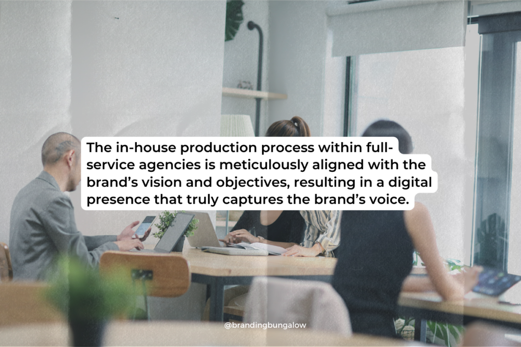 An in-house production agency works in office.