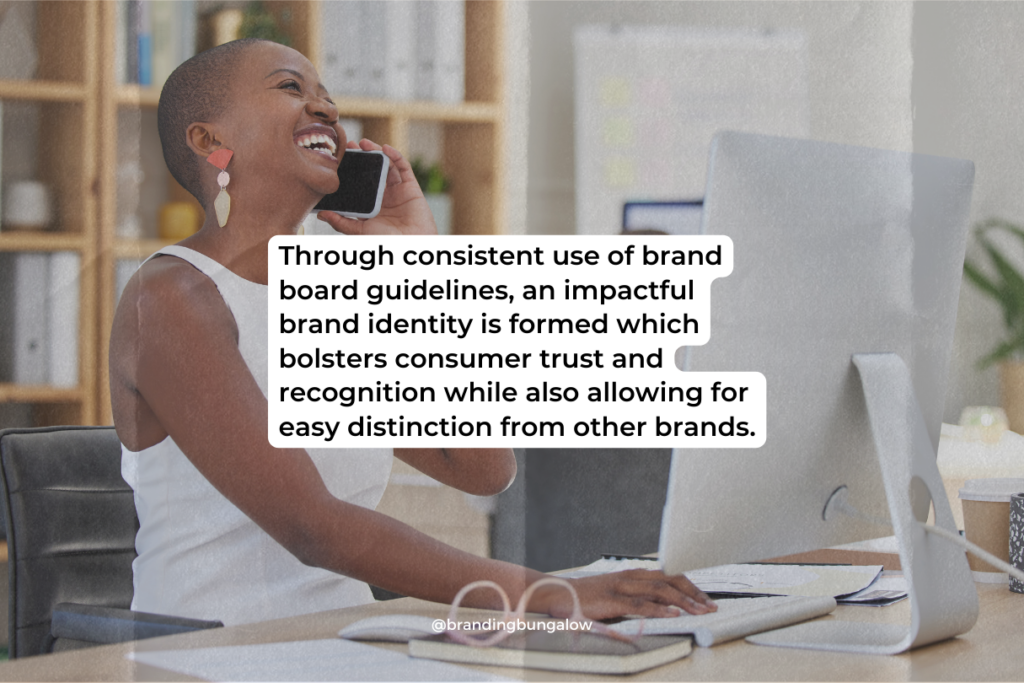 A woman on call to ensure consistent following of brand guidelines.