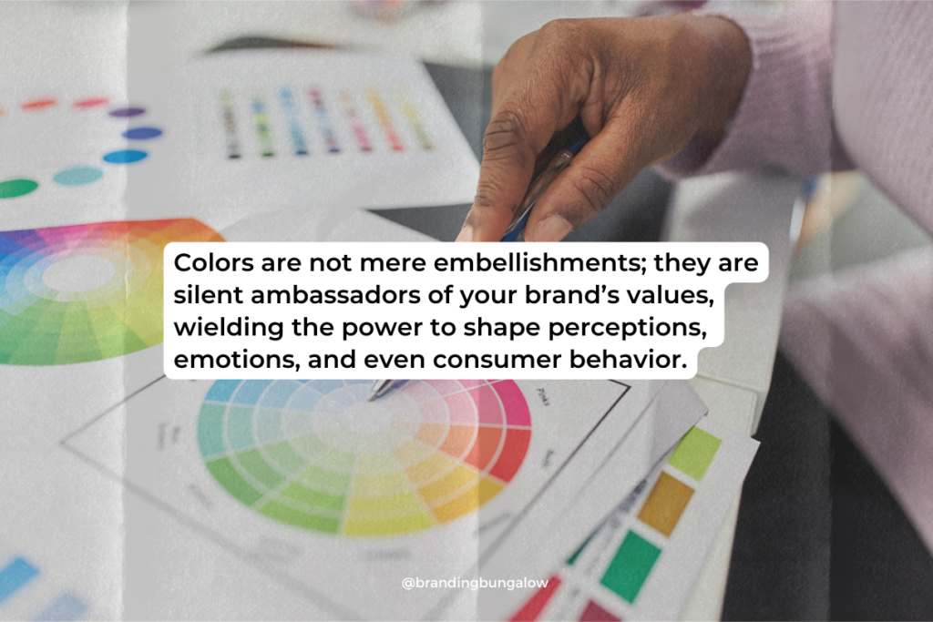 A man chooses the colors for his brand.