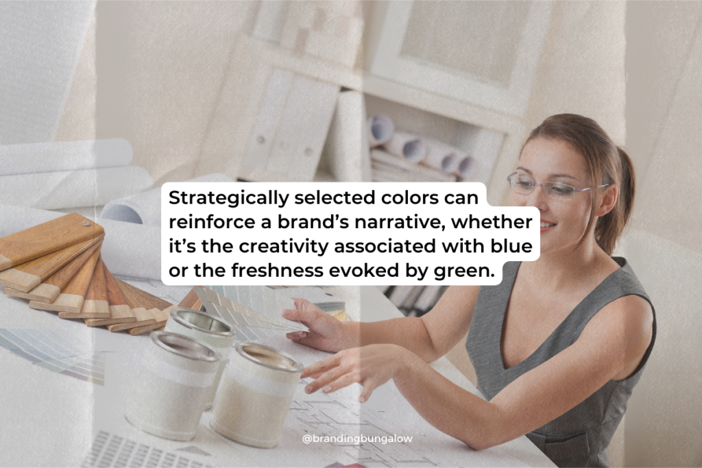 A woman selects from a range of color palettes.